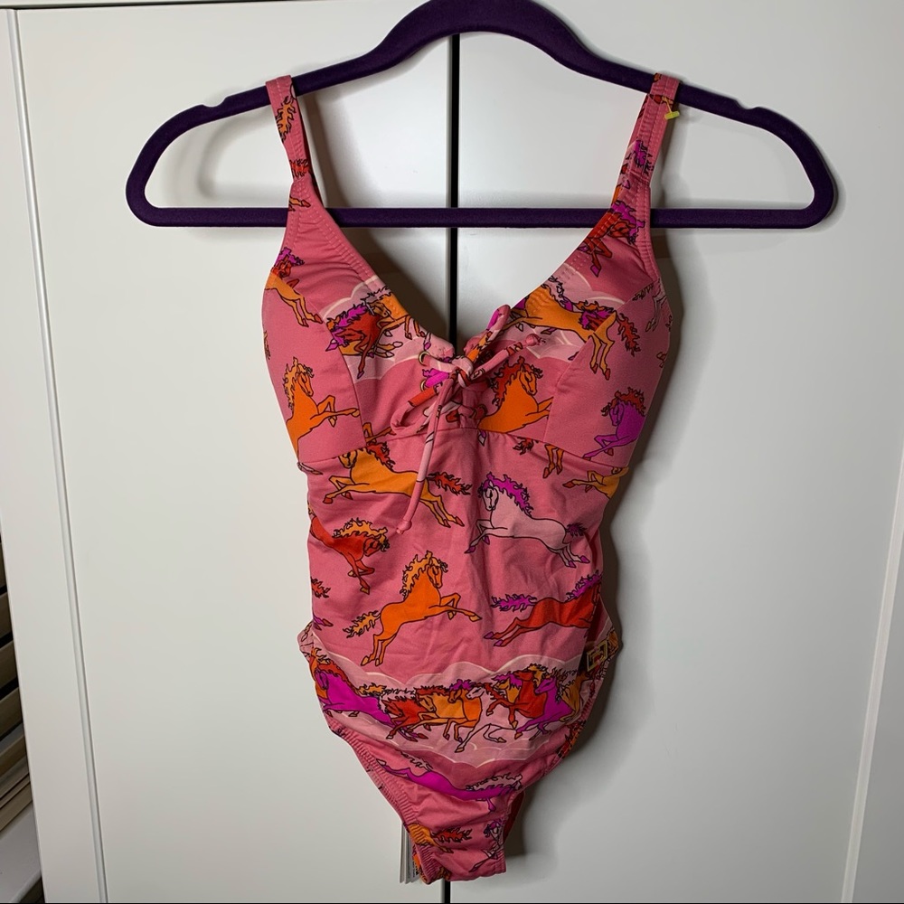 NWT Rosa Chá Brazilian One-Piece Horse Print Swimsuit